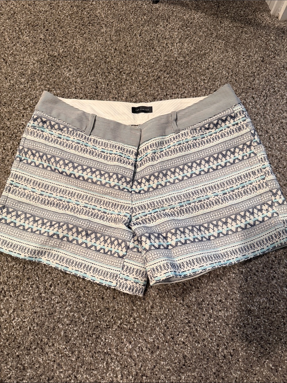 The Limited Blue and White Patterned Bermuda Shorts